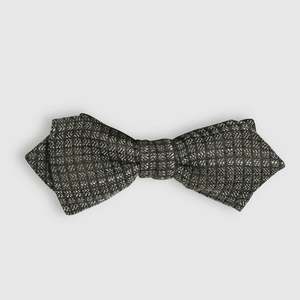 Chocolate and Grey Micro Squares Bow Tie