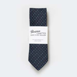 Parisian Crafted Ties Bows Ties: Denim, White and Rust Pin-Dot Tie