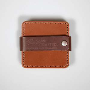 Stitched Leather Coaster Set - Tan