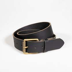 Wide Leather Work Belt - Black