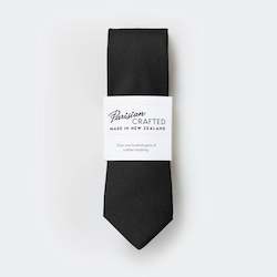 Parisian Crafted All: Pure Black Worsted Wool Tie