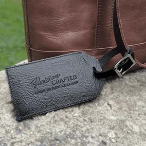 Leather Accessories: Black Leather Luggage Tag