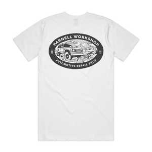 Products: Mens Classic Tee Landcruiser White - Parnell Workshop