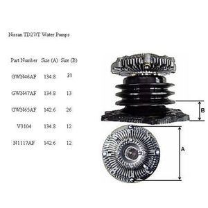 Water Pump: WATER PUMP TO SUIT NISSAN QD32 QD32ETI TD27T TD27 TERRANO
