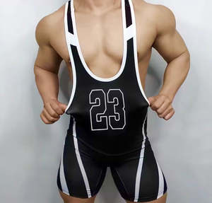 BLACK WRESTLING SUIT
