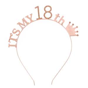 Party Supplies: 18th Headband Rose Gold With Rhinestone