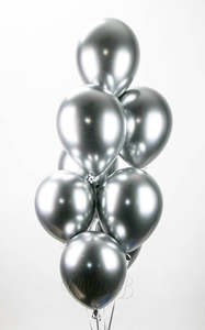 Latex Balloon: Chrome Silver Colour Balloon 10” 8pc