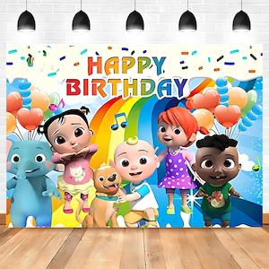 Cocomelon Princess Birthday Party Backdrop Banner