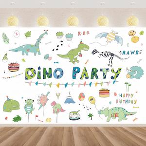 Dinosaur Birthday Party Backdrop Banner