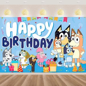 Bluey Birthday Party Backdrop Banner