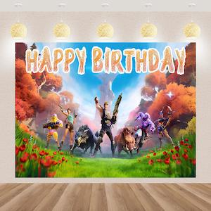 Themed Backdrops For Birthday Parties: Fortnite Birthday Party Backdrop Banner