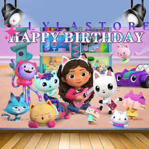Gabby Dollhouse Birthday Party Backdrop | Banner - 31
