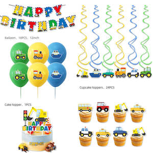 Themed Balloon Sets For Birthday Decoration: Construction Digger Theme Birthday Balloon Decoration Set