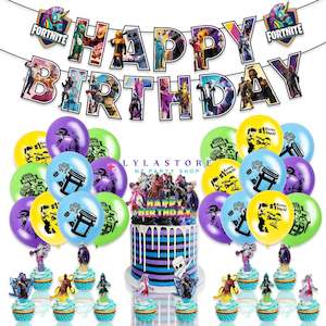 Themed Balloon Sets For Birthday Decoration: Fortnite Llama Themed Birthday Party Balloon Pack Decorations - 361