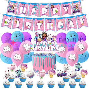 Themed Balloon Sets For Birthday Decoration: Gabby Dollhouse Birthday Party Balloon Decoration Set-202