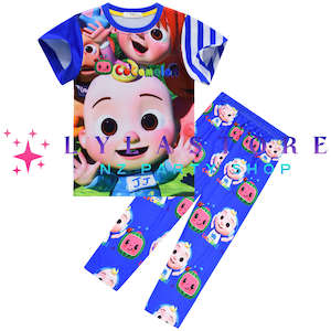 Themed Costumes Cosplay Collection: Cocomelon JoJo Kids' Sleeve Pyjama Set - Two-Piece Sleepwear Set