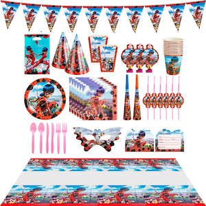 Themed Birthday Sets: 145Pcs Miraculous Ladybug Birthday Party Decorations