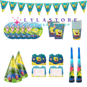 Themed Birthday Sets: 145Pcs SpongeBob SquarePants Birthday Party Decorations