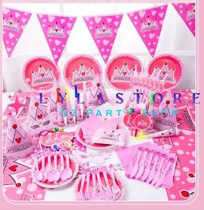 Princess  Crown Birthday Baby Shower Party Decorations 16-Pieces Set