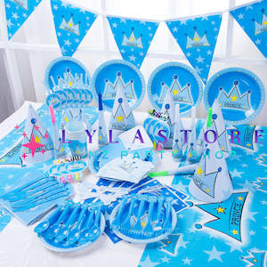 Prince Crown Birthday Baby Shower Party Decorations 16-Pieces Set