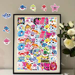 Baby Shark Party Supplies Decor: 50Pcs  Baby Shark Sticker Set - Perfect for Parties and Birthdays