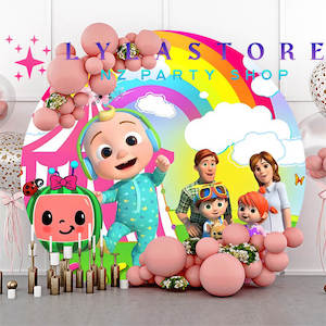 Cocomelon Party Supplies Decor: Cocomelon Backdrop Hire in Auckland - Premium 2m Round Design | Affordable Daily Rates