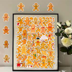 Girls: 50Pcs Gingerbread Man Sticker Set - Perfect for Parties and Birthdays