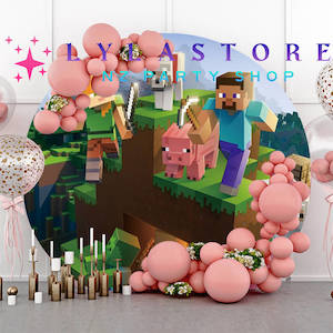 Minecraft Backdrop Hire in Auckland - Premium 2m Round Design | Affordable Daily Rates