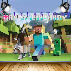 Minecraft Party Supplies Decor: Minecraft Birthday Party Backdrop | Banner - 15