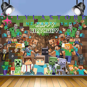 Minecraft Birthday Party Backdrop | Banner - 16