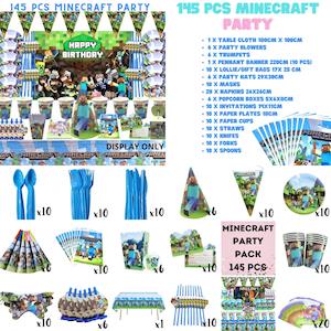 Minecraft Party Supplies Decor: 115Pcs Minecraft Birthday Party Decorations