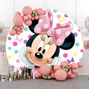 Disney Themed Party Supplies Decor: Minnie Mouse Backdrop Hire in Auckland - Premium 2m Round Design | Affordable Daily Rates