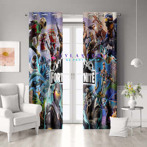 Home Essentials: Fortnite Game Blackout Curtains - Set of 2 | Kids Bedroom Décor