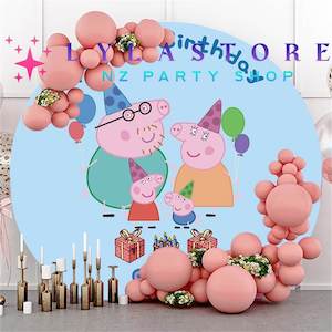 Peppa Pig Backdrop Hire in Auckland - Premium 2m Round Design | Affordable Daily Rates