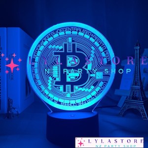 Themed 3d Lights: Bitcoin 3D Night Light - Color Changing, Touch Control, Home Decor Accent