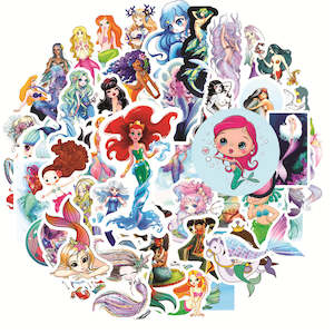 Mermaid Party Supplies Decorations: 50Pcs Mermaid Sticker Set