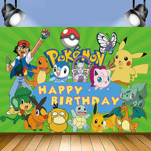 backdrop: Pokemon Pikachu Birthday Party Backdrop | Banner