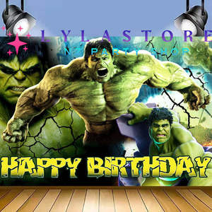 Avengers Hulk Birthday Party Backdrop Banner