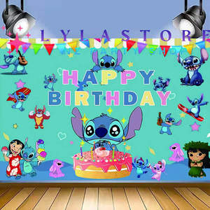 Disney Stitch Birthday Party Backdrop | Banner