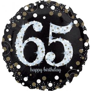 Milestone Age: Foil Balloon 65th Birthday - Sparkles