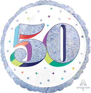 Milestone Age: Foil Balloon 50th Birthday - Confetti