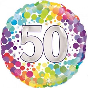 Milestone Age: Foil Balloon 18"Happy Birthday 50th Confetti