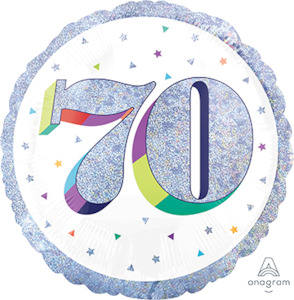 Foil Balloon 70th - Prismatic Silver