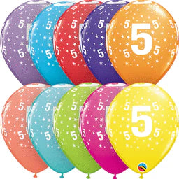 Uninflated - Balloon Single 5th Birthday Assorted