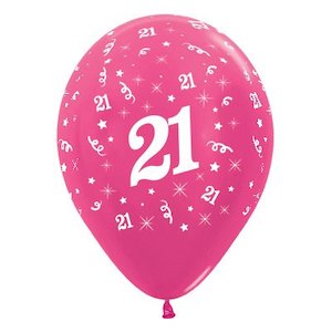 Uninflated - Balloon Single 21st Magenta Pink