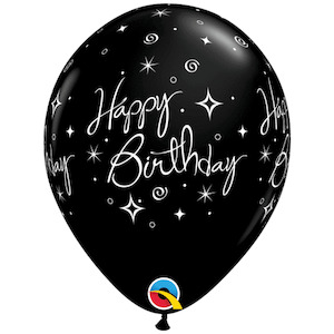 Uninflated - Balloon Single Happy Birthday Black