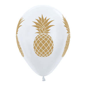 Printed: Uninflated - Balloon Single Gold Pineapple