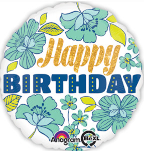 Happy Birthday: Foil Balloon 18" Happy Birthday - Floral