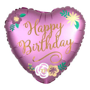 Happy Birthday: Foil Balloon 18" Happy Birthday - Satin Birthday Flower