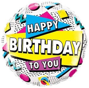 Balloons Foil 18" Happy Birthday 90'S Retro